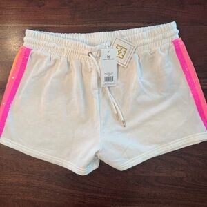 Mary Square White Sequin Stripe Shorts